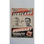 FOOTBALL, programme, Scotland v Hungary, 8th Dec 1954, played at Hampden Park, fold, G