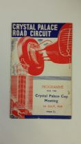 MOTOR RACING, Crystal Palace home programme, 1st July 1939, illustrated cover, lacking staples, FR