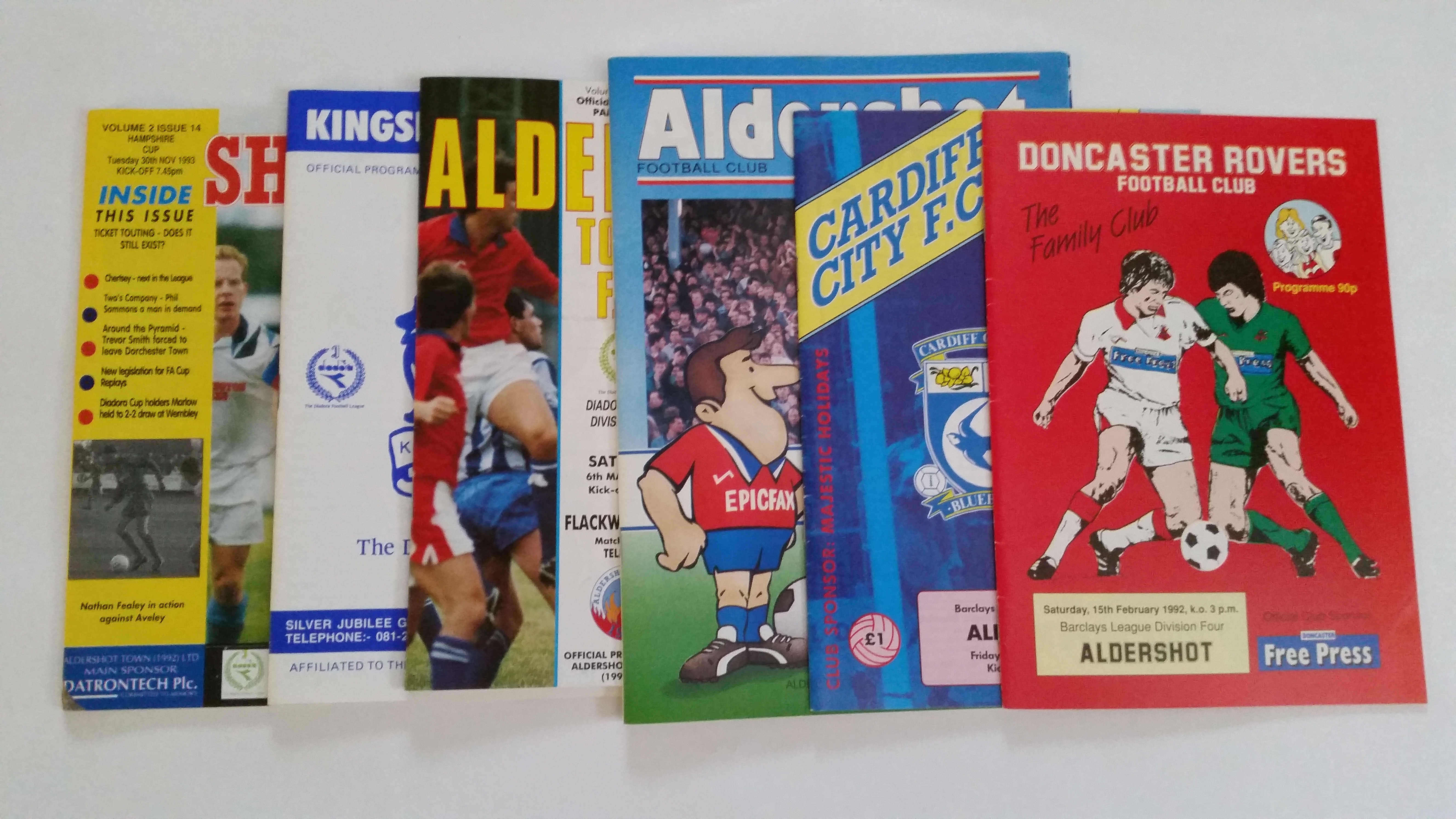 FOOTBALL, selection, inc. mainly programmes, 70s onwards, Aldershot v Lincoln City, Cardiff,