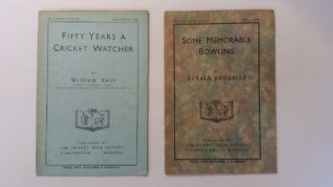 CRICKET, booklet selection, inc. all published by The Cricket Book Society, Fifty Years A Cricket