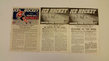 ICE HOCKEY, 1950s/60s Wembley Lions home programmes, inc. v Paisley Pirates, Streatham, Brighton