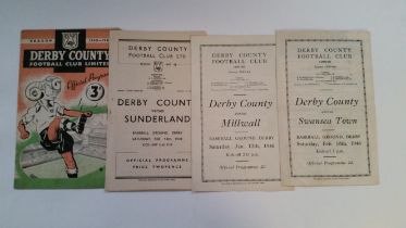FOOTBALL, Derby County home programmes, 1945-49, inc. Millwall, Coventry, Aston Villa, Sunderland,