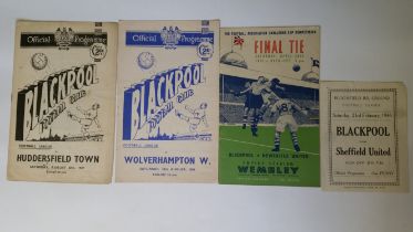 FOOTBALL, Blackpool home programmes, 1946-56, inc. Sheffield United, Newcastle, Wolves, Huddersfield