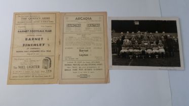 FOOTBALL, Barnet selection, inc. programmes v Finchley 1946 & v Leyton 1949; team photo 1944-45