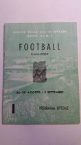 OLYMPICS, 1960 Rome Olympics Football programme, Italian language issue, minor creasing, o/w G to