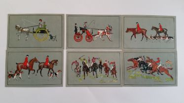 HORSE RACING, postcard selection, inc. 2 series of 6; Ettlinger & Faulkner; comedy, carriages,