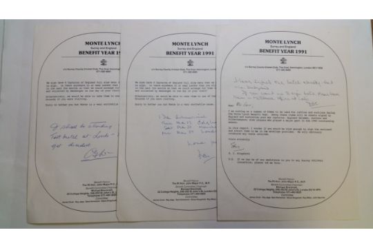 CRICKET, signed letters, all regarding Monte Lynch Benefit Year 1991, inc. from Peter May (2), - Image 2 of 2