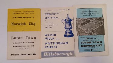 FOOTBALL, FA Challenge Cup programmes, semi-finals, 1959-1961, inc. West Brom v Aston Villa, Norwich