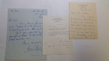CRICKET, signed letters, inc. Philip Sharpe, Res Wyatt, Bill Lawry, Brian Johnson, Mike Denness,