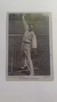 CRICKET, signed postcard, Hearne, shows him in bowling pose, very faded signature in black ink, 3.