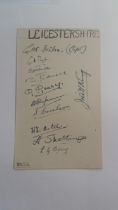 CRICKET, Leicestershire CCC signed album page, signed by 11 players, inc. captain, dated 30th July