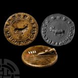 Large French Medieval Round 'Wild Bull of Cumis' Seal Matrix