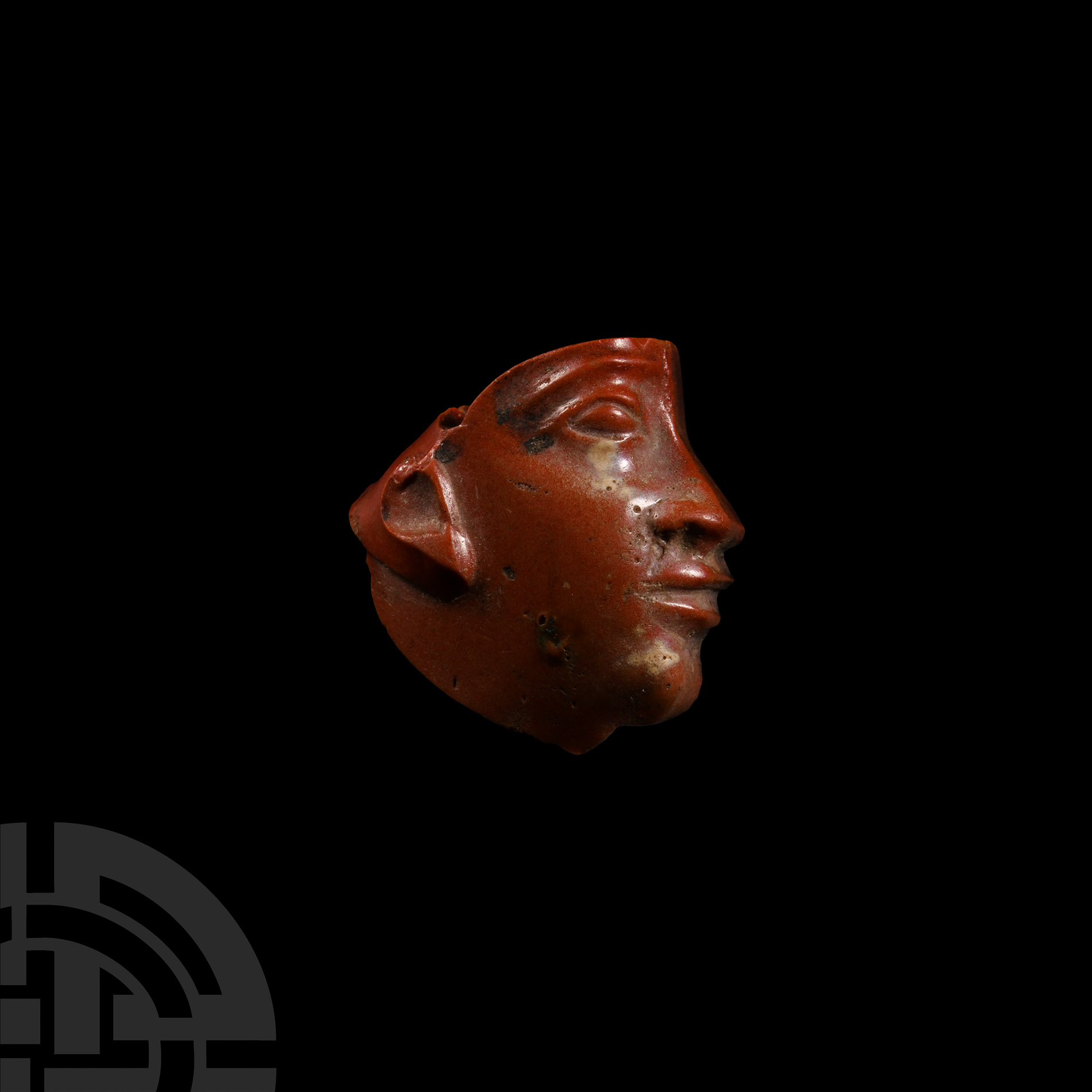 Egyptian Red Glass Face Inlay