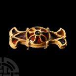 Large Merovingian Gold Fish-Tailed Mount with Garnets