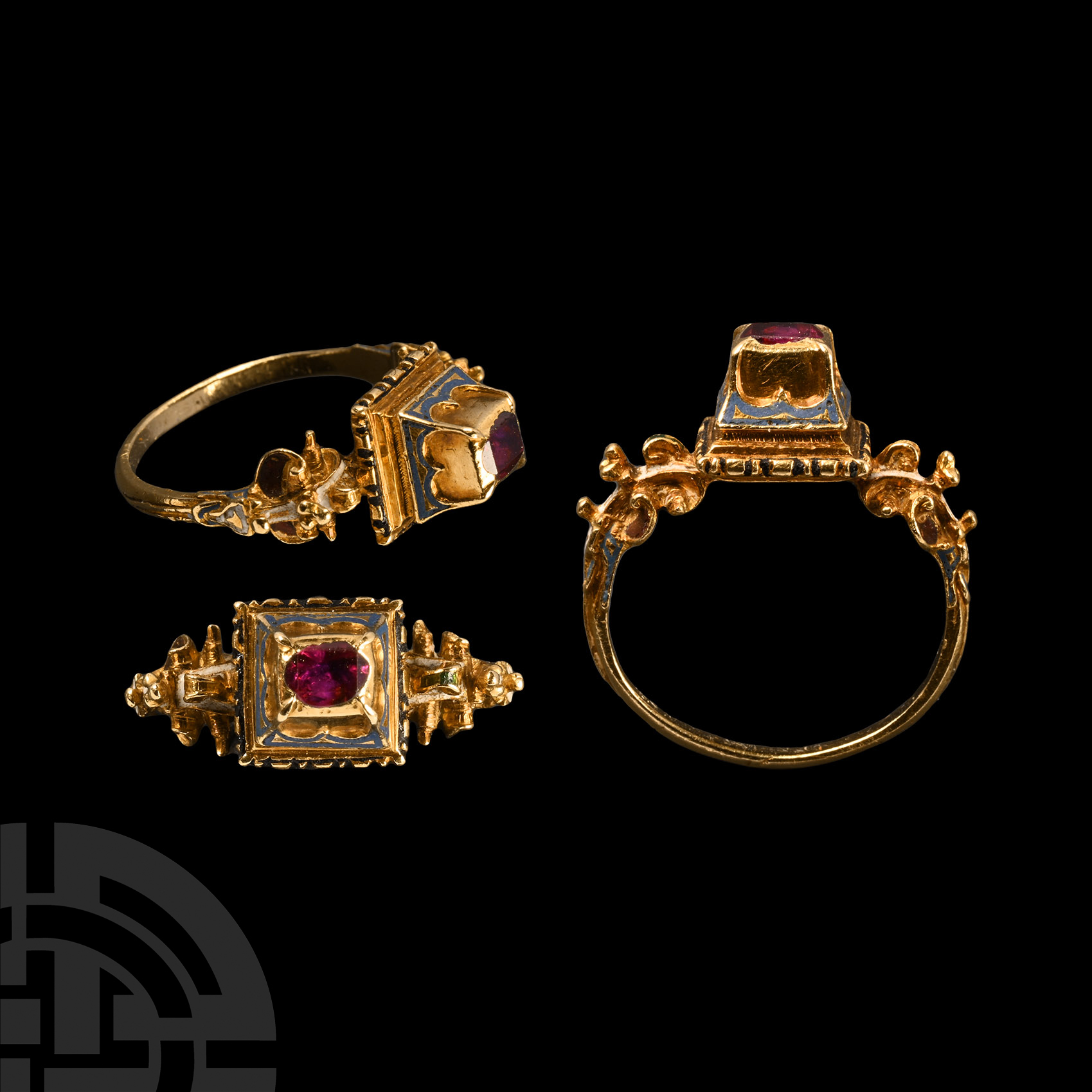 Renaissance Gold Ring with Ruby and Enamelling