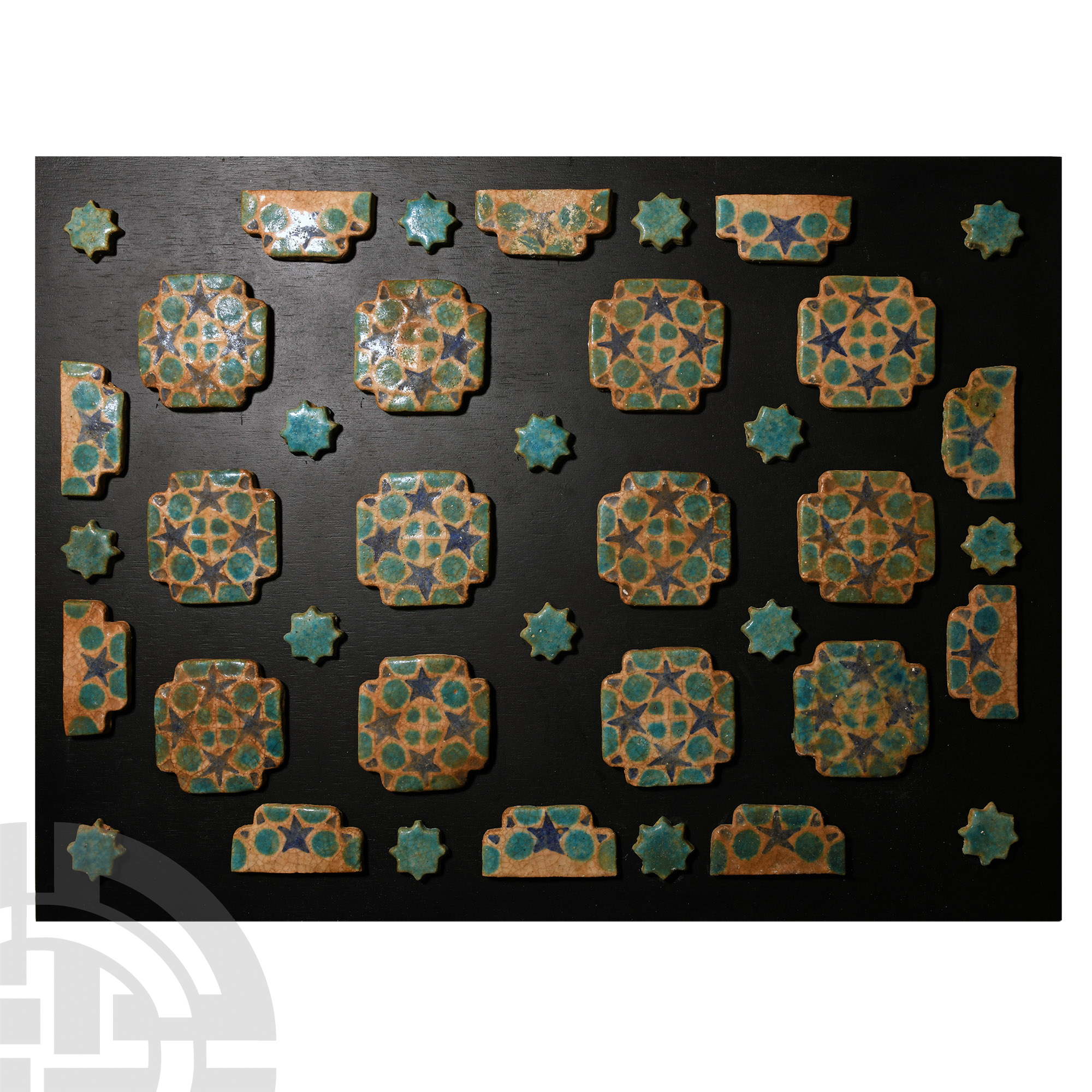 Western Asiatic Glazed Ceramic Tile Group with Stars