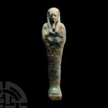 Egyptian Faience Shabti with Hieroglyphic Text