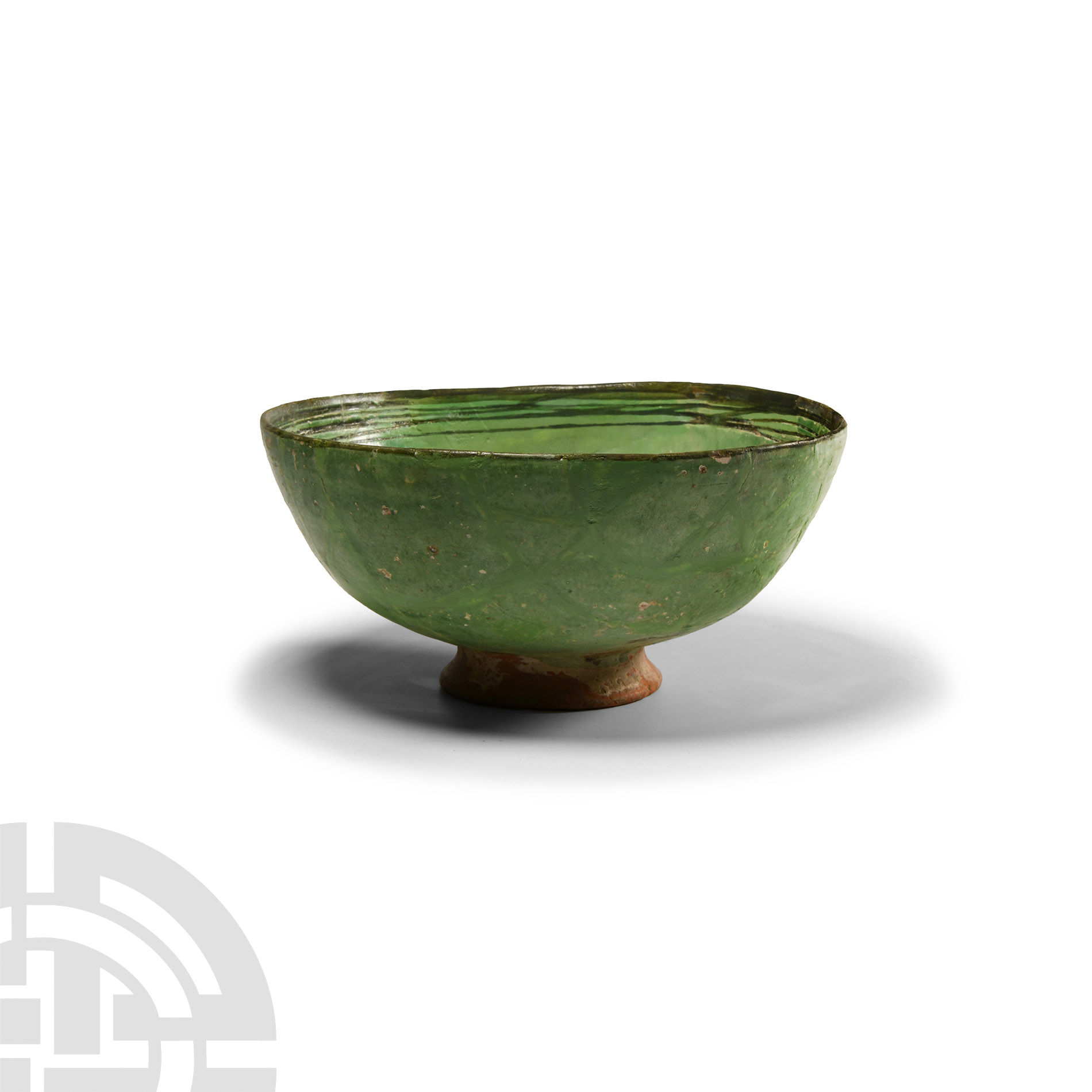 Byzantine Green Glazed Sgraffito Bowl with Lion - Image 2 of 2