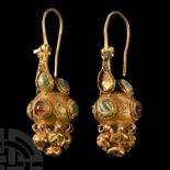 Byzantine Inlaid Gold Earrings