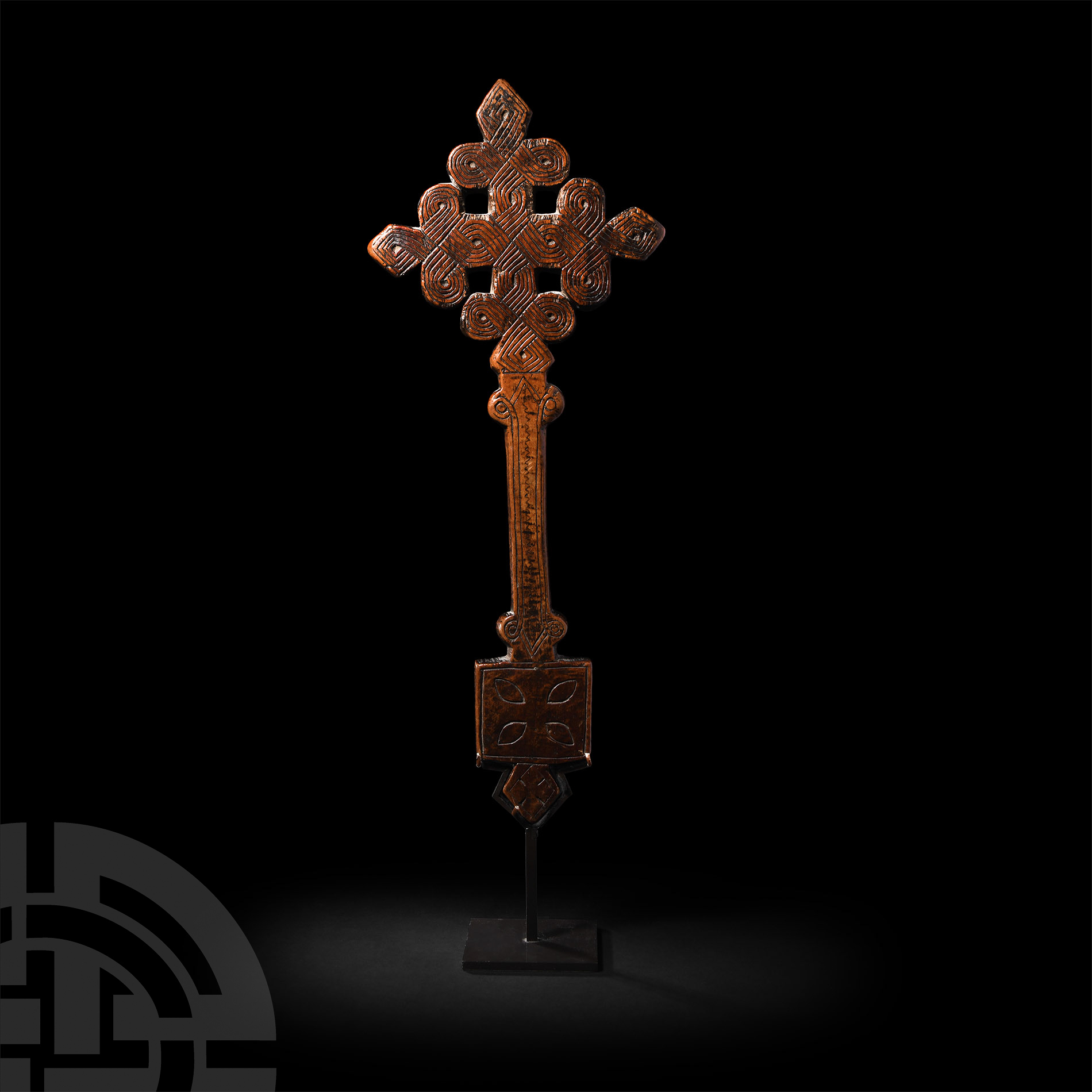 Ethiopian Maskal of Kernebege Type Hand Cross with Inscription - Image 2 of 2