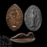 Large French Medieval Vesica Seal Matrix for the Church of Estampes