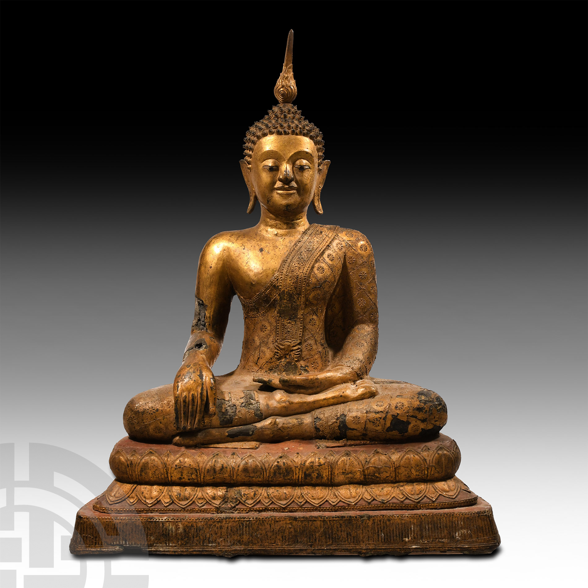Very Large Thai Gilt Bronze Buddha Shakyamuni