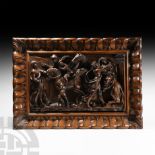 Renaissance Wooden Panel with Horse and Figures