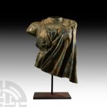 Greek Draped Female Bronze Torso
