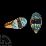 Roman Gold Ring with Banded Glass