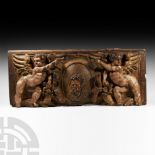 Post Medieval Wooden Panel with Putti