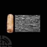 Western Asiatic Rock Crystal Cylinder Seal with Figural Scene