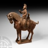 Chinese Tang Horse and Rider with Dog