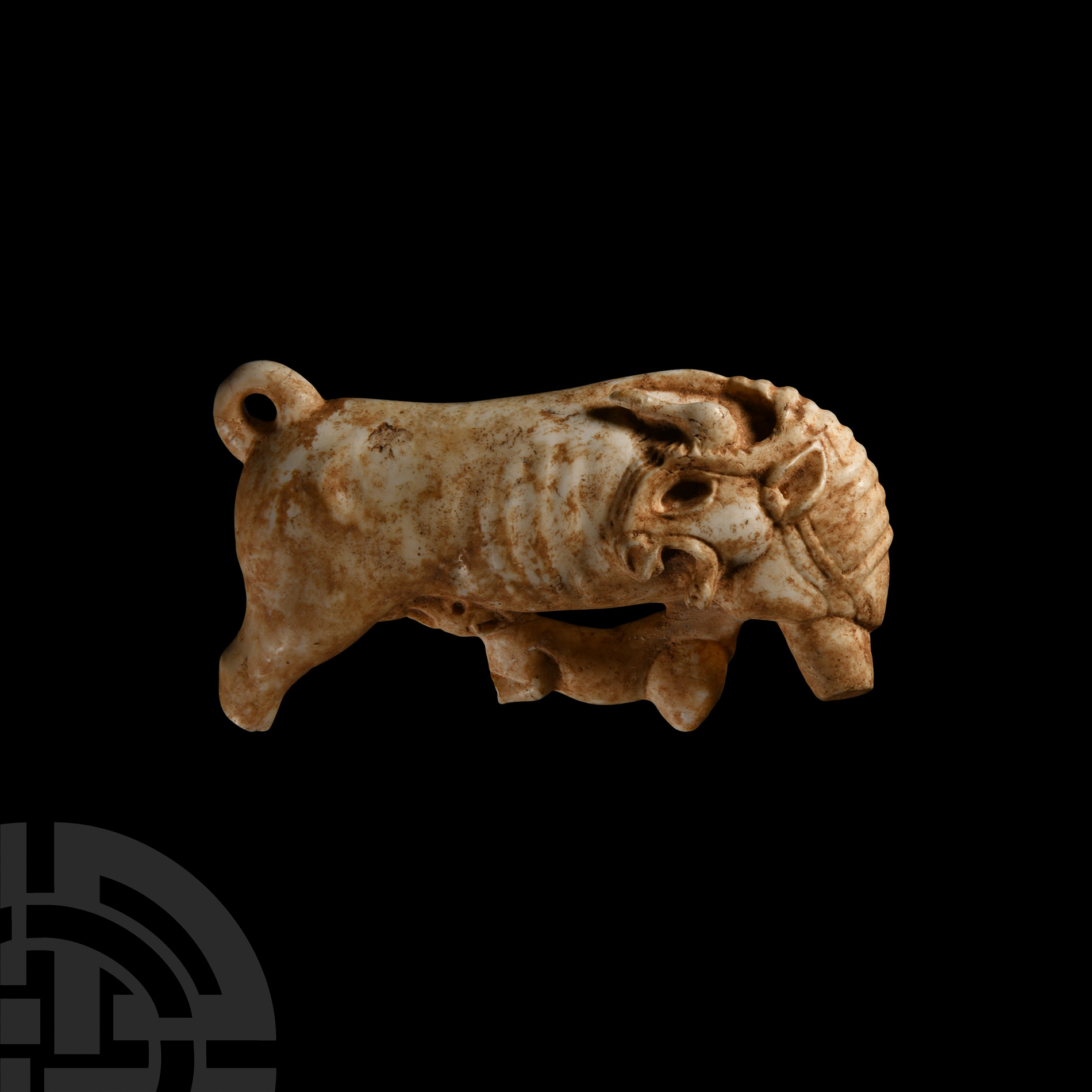 Western Asiatic Stone Cow Suckling Calf Statuette