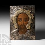 Greek Icon with Bust of Saint Eleutherios