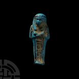 Egyptian Deep Blue Glazed Shabti of Pa-di-Khonsu-iy