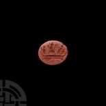 Roman Gemstone with Zeus Serapis and Isis