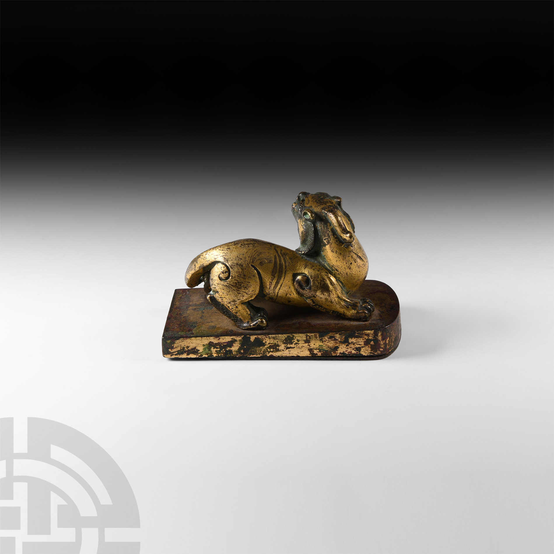 Chinese Han Style Gilt Bronze Dragon - Image 2 of 2