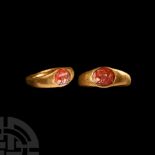 Roman Gold Ring with Cult of Jupiter Dolichenus Bull Gemstone