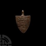 Medieval Bronze Knight's Heraldic Horse Harness Pendant with Arms of England