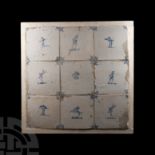 Post Medieval Ceramic Tile Group with Scenes of Erotes