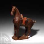 Chinese Tang Deep Maroon Ceramic Horse