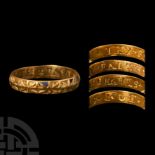 Post Medieval Gold 'Thy Faith Favls Not' Decorated Posy Ring