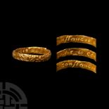 Post Medieval Gold 'No Felicitie to Constancie' Decorated Posy Ring