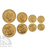 English Milled Coins George VI - 1937 - Cased RM Proof Coronation Gold Set [4]