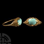 Medieval Period Gold Ring with Turquoise Cabochon