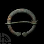 Large Viking Age Bronze Decorated Penannular Brooch
