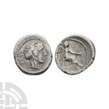 Ancient Roman Republican Coins - M Portius Cato - Victory AR Quinarius