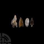 Stone Age British Neolithic Flint Arrowhead Group