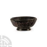 Byzantine Polished Black Stone Dish with Bust of an Emperor