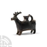 Central Asian Black Terracotta Deer Rhyton